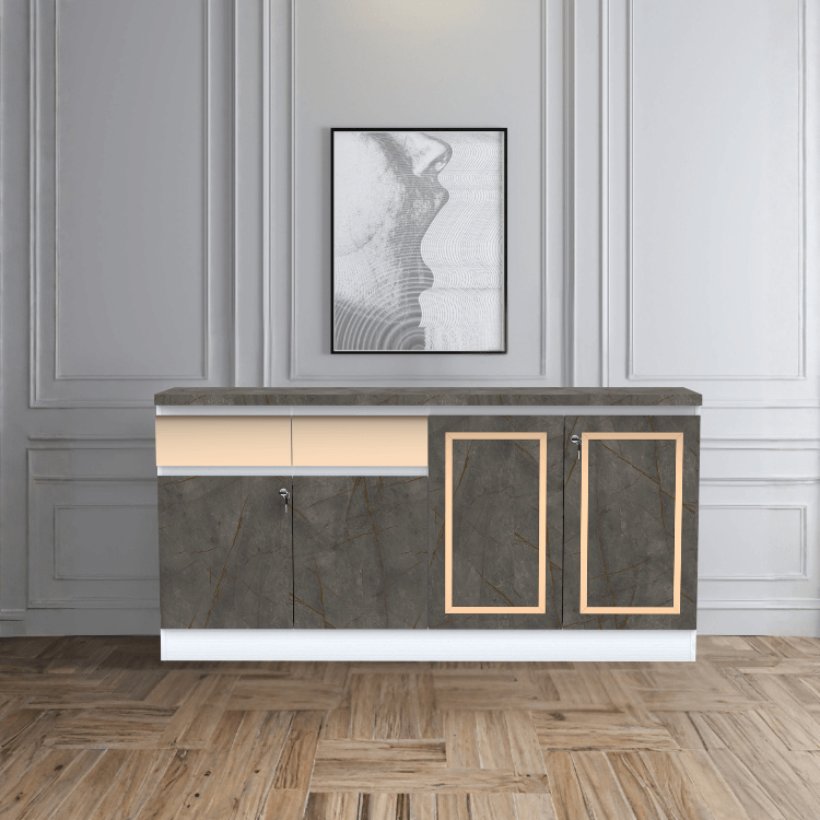 ตู้เตี้ย WISDOM DESIGN FURNITURE รุ่น GCS-161 160 ซม. สีขาว/บราวน์มาร์เบิ้ล